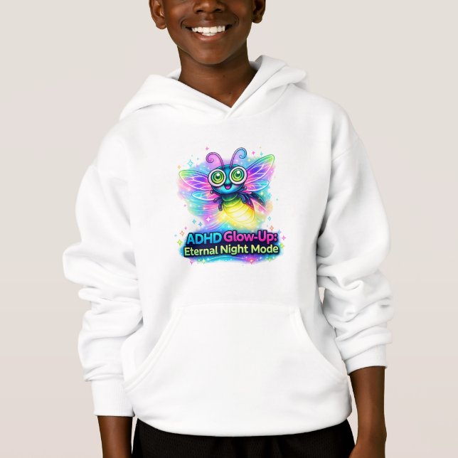 Funny ADHD Hyperfocus Insomnia Neon Firefly Art Hoodie (Vorderseite)