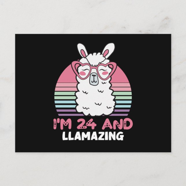 Funny Adorable Llama 24. Geburtstagsgeschenk für F Postkarte (Vorderseite)
