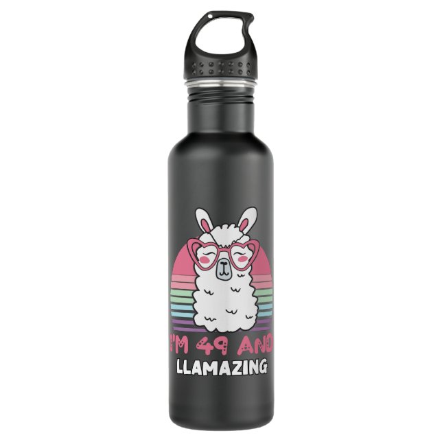 Funny Adorable Llama 49. Geburtstagsgeschenk für F Edelstahlflasche (Vorderseite)