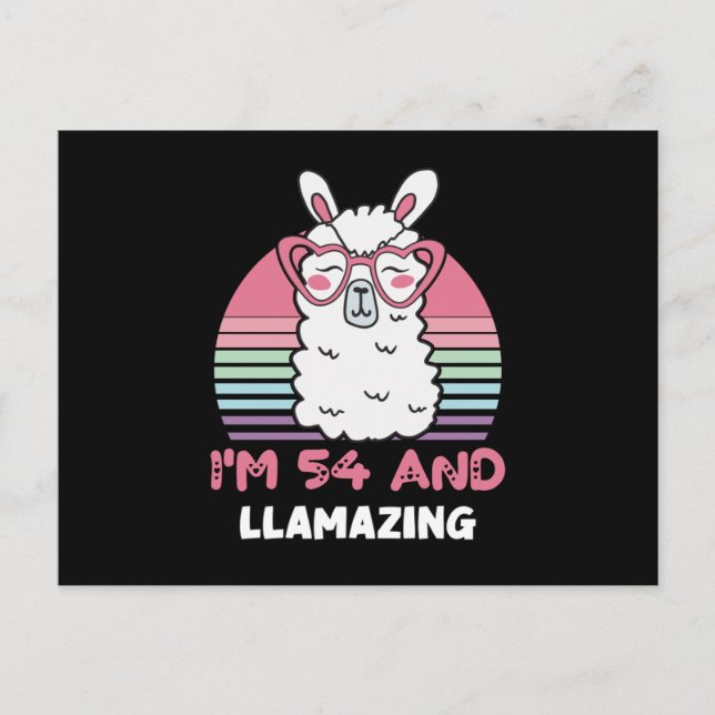 Funny Adorable Llama 54. Geburtstagsgeschenk für F Postkarte (Vorderseite)