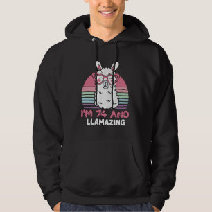 Funny Adorable Llama 74. Geburtstagsgeschenk für F Hoodie