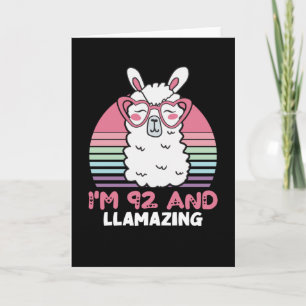 Funny Adorable Llama 92. Geburtstagsgeschenk für F Karte