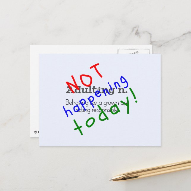 Funny aduling Zitat heute nicht Postkarte (Vorderseite/Rückseite Beispiel)