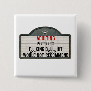 Funny Adult One Star Review Cinema Zeichen Button