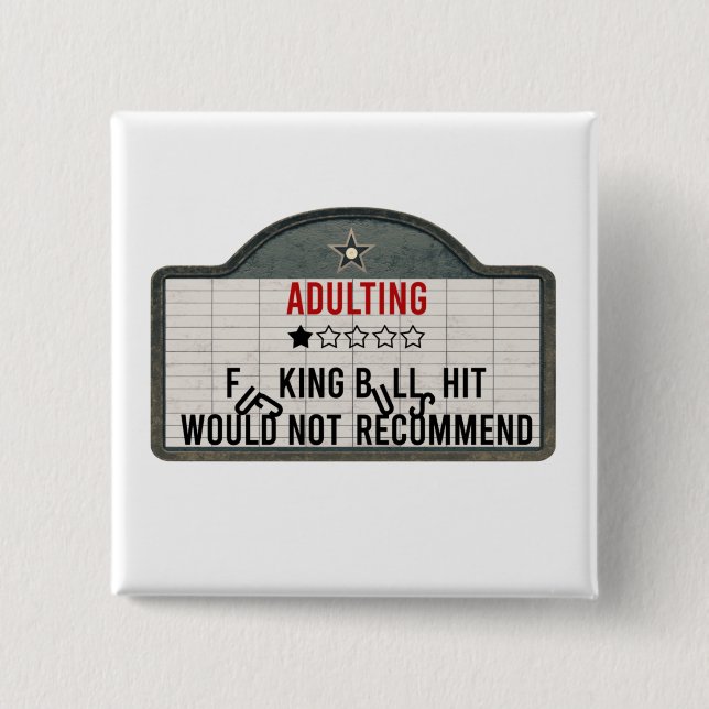 Funny Adult One Star Review Cinema Zeichen Button (Vorderseite)