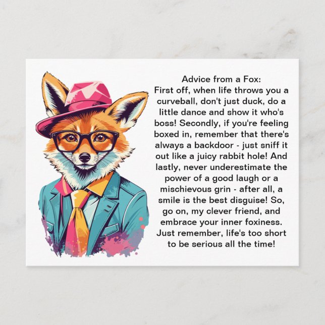 Funny Advisor from a Fox Postkarte (Vorderseite)