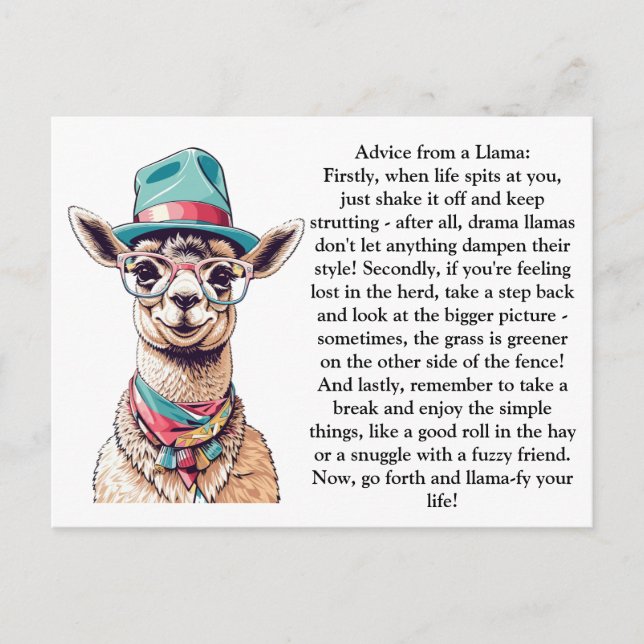 Funny Advisor from a Llama Postkarte (Vorderseite)