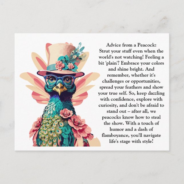 Funny Advisor from a Peacock Postkarte (Vorderseite)