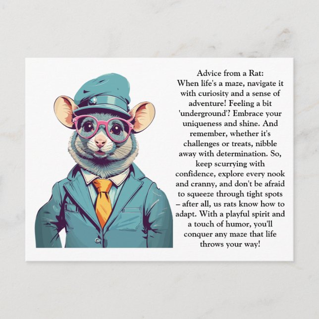 Funny Advisor von einer Ratte Postkarte (Vorderseite)