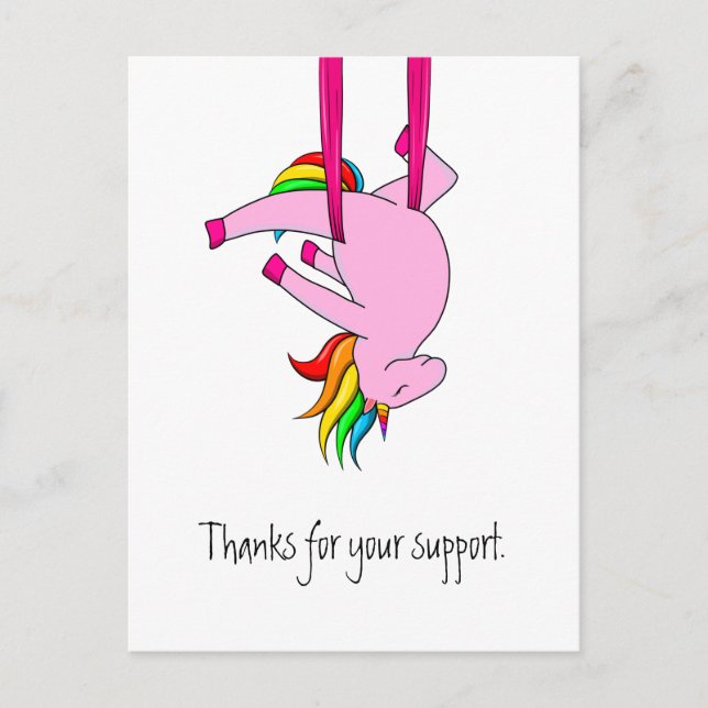 Funny Aerial Silks Unicorn Danke Postkarte (Vorderseite)