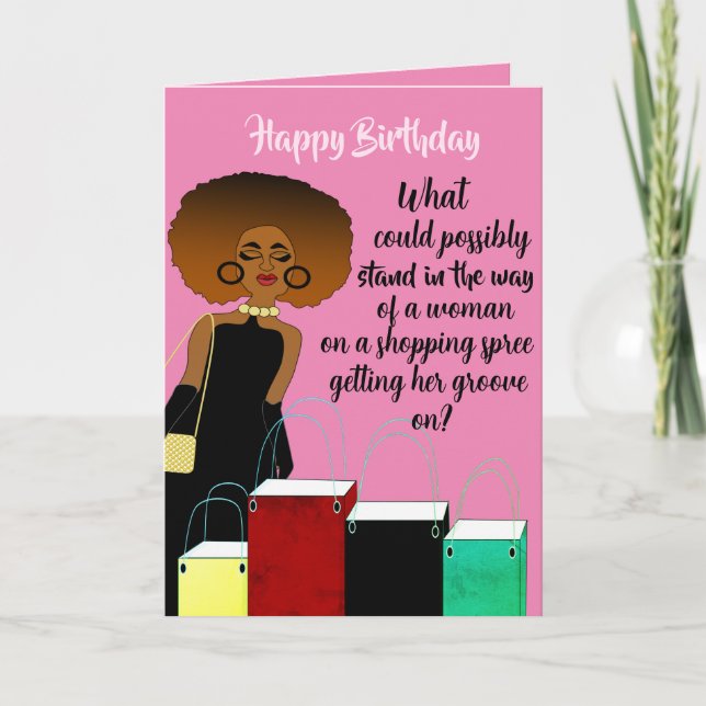 Funny African American Female Birthday Card Dankeskarte (Vorderseite)