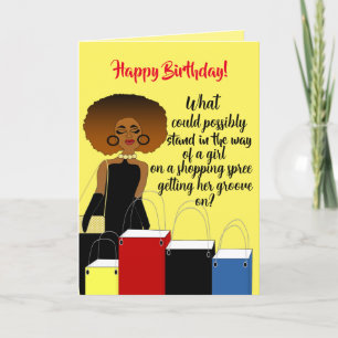 Funny African American Female Birthday Card Dankeskarte