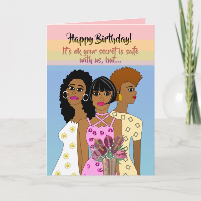Funny African American Woman Birthday Card Dankeskarte (Vorderseite)