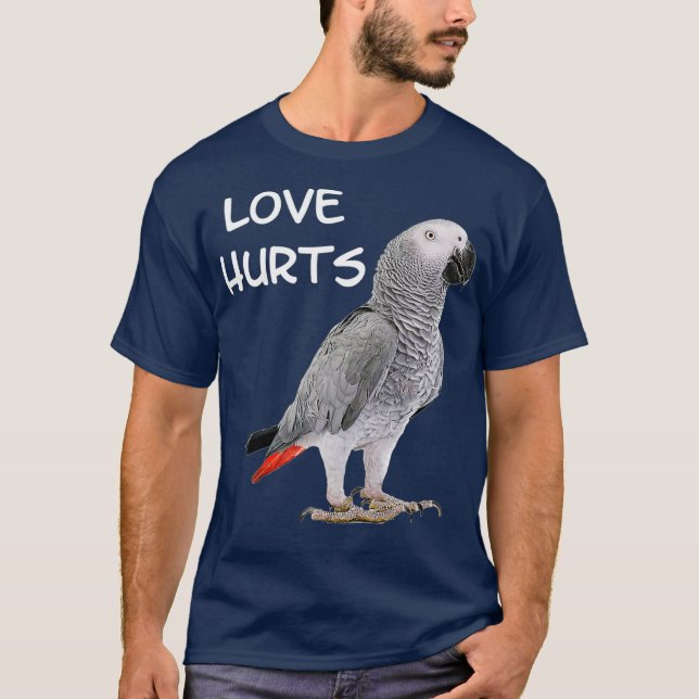Funny African Gray Parrot Bird Shirt Liebe Hurra (Vorderseite)