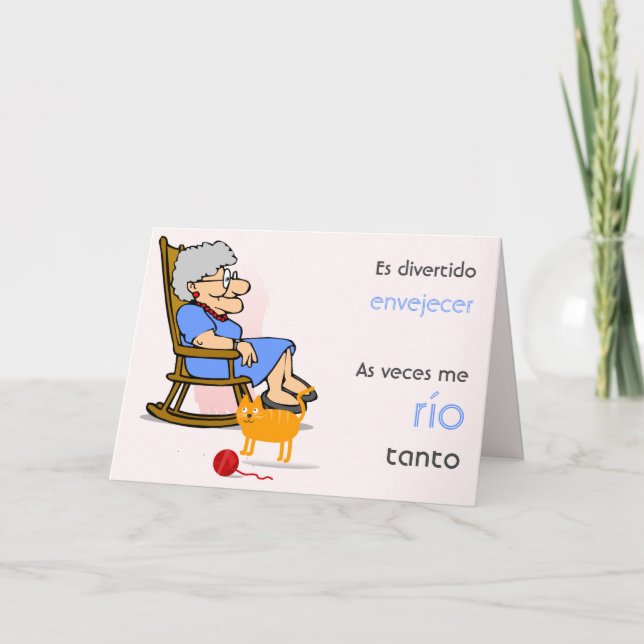 Funny Aging Old Woman auf Spanisch Karte (Vorderseite)