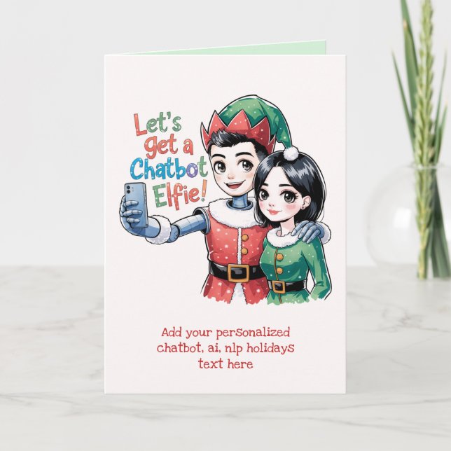 Funny Ai Chatbot Elf Carte de voeux Entreprise (Devant)