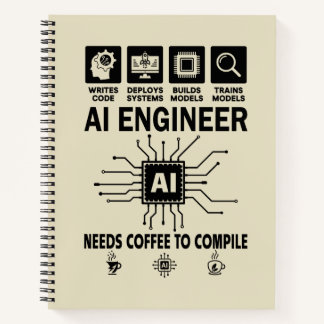 Funny AI Engineer Coding Programmer Developer Tech Notizbuch