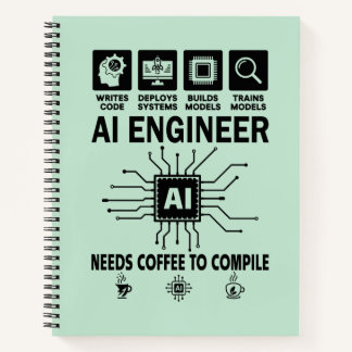 Funny AI Engineer Coding Programmer Developer Tech Notizbuch