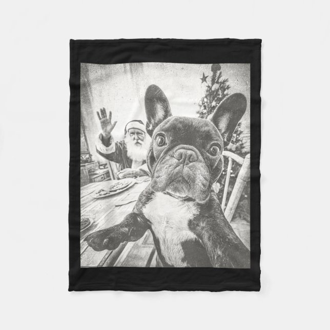 Funny Ai French Bulldog Selfie With Santa Claus Ch Fleecedecke (Vorderseite)
