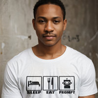 Funny AI Prompting T - Shirt | Schwarz-weiß Robot 
