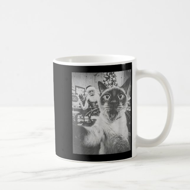Funny Ai Siamese Cat Selfie With Santa Claus Chris Kaffeetasse (Rechts)