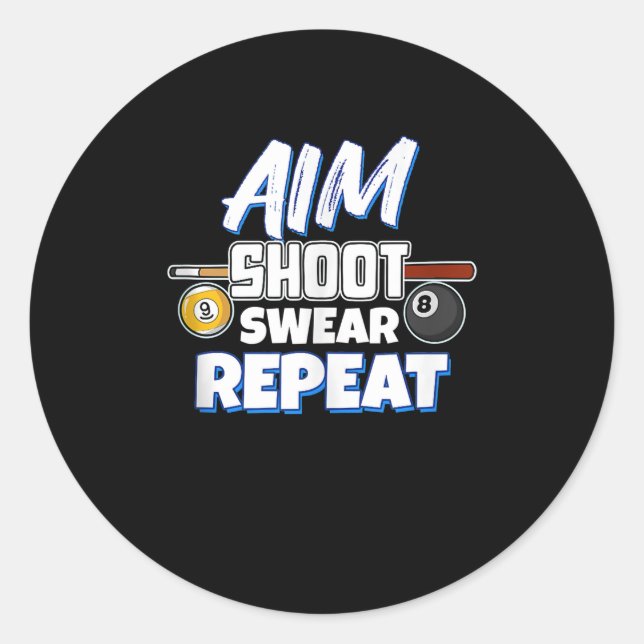 Funny Aim Pool Player Geschenk Billiard Balls Runder Aufkleber (Vorderseite)