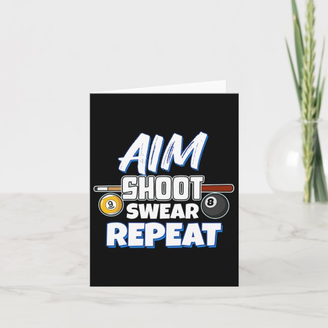 Funny Aim Pool Player Geschenk Billiard Karte (Vorderseite)