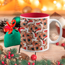 Funny Airedale Terrier Christmas Pattern Zweifarbige Tasse
