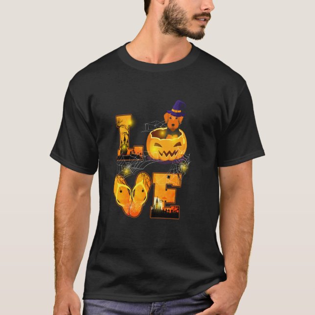 Funny Airedale Terrier Halloween T-Shirt (Vorderseite)