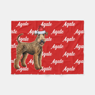 Funny Airedale Terrier Name Gemustert Weihnachten Fleecedecke