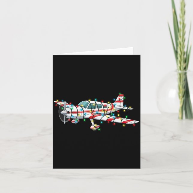 Funny Airplane Christmas Graphics Lights Lover Lon Karte (Vorderseite)