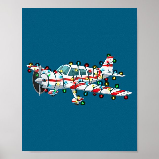 Funny Airplane Christmas Graphics Lights Lover  Poster (Vorne)