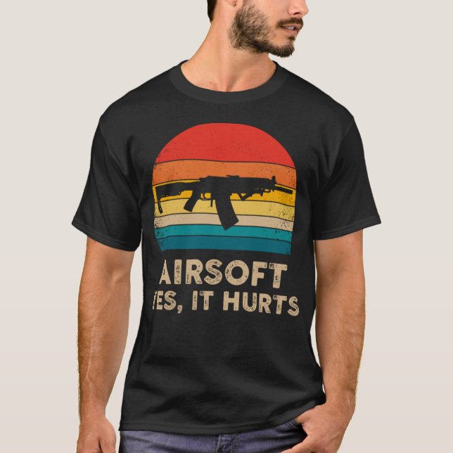 Funny Airsoft - Airsoft Yes, it Hurts - Retro T-Shirt (Vorderseite)