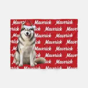 Funny Alaskan Malamute Dog Muster Weihnachten Fleecedecke