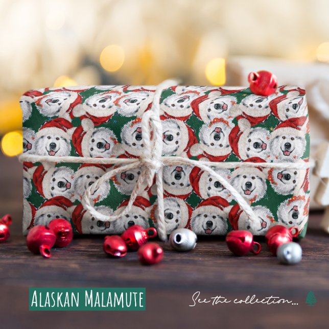 Funny Alaskan Malamute Weihnachtsmuster Geschenkpapier (Von Creator hochgeladen)