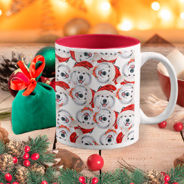 Funny Alaskan Malamute Weihnachtsmuster Zweifarbige Tasse