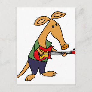Funny Albern Aardvark Playing Electric Guitar Postkarte