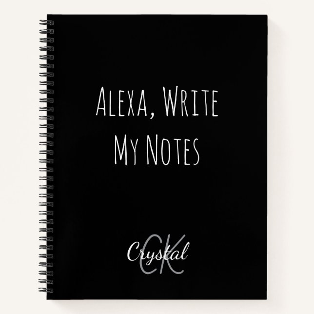 Funny Alexa Write My Notes Monogram Notizbuch (Vorderseite)