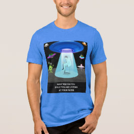 Funny Alien Abduction Phone Distraction Sci-Fi Hum Tri-Blend Shirt