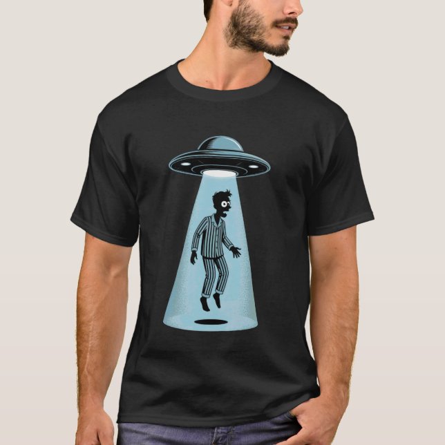 Funny Alien Abduction Silhouette UFO Humor Tee Sci (Vorderseite)