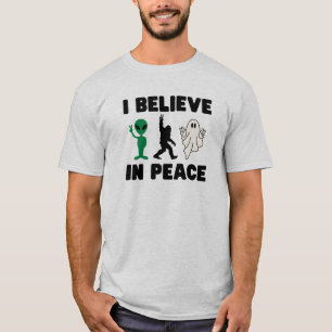 Funny Alien Bigfoot und Ghost T - Shirt für Männer