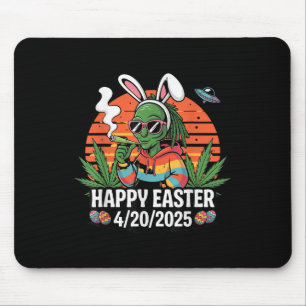 Funny Alien Bunny Easter 2025 Stoner Holiday Vibes Mousepad