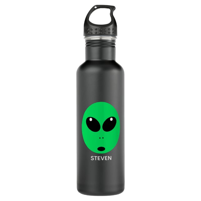 Funny Alien Cartoon Gesicht Kinder Personalisiert Edelstahlflasche (Vorderseite)