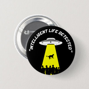 Funny Alien Cat Abduction Button