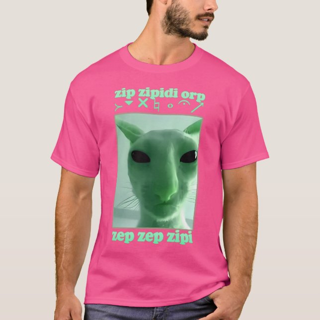 Funny Alien Cat Brainrot Meme Gift T-Shirt (Vorderseite)