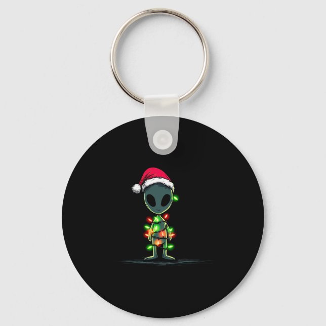 Funny Alien Christmas Graphics Lights Lover Extrat Schlüsselanhänger (Vorderseite)