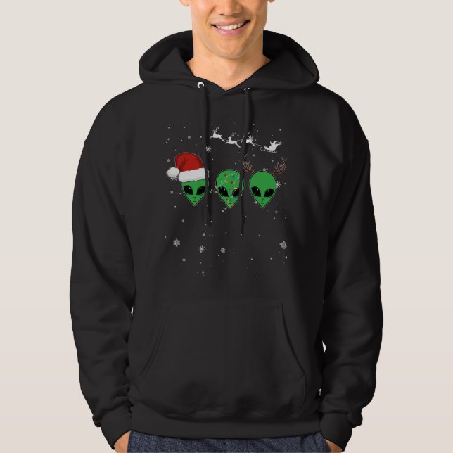Funny Alien Christmas Pajama Matching Costume Spac Hoodie (Vorderseite)