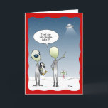 Funny Alien Christmas UFO Santa Rudolph Feiertagskarte<br><div class="desc">Funny Alien Weihnachtskarten, die Sie mit Ihren eigenen Zitat-Blasen personalisieren können! Dieses von Raphaela Wilson entworfene Comic zeigt ein paar kleine grüne Außerirdischen in silbernen Outfits, die von einer Pinguin-Ansammlung-Mission im Nordpol-Schnee zurückkehren. Der Zitat lautet: "Habe ich dir nicht gesagt, mit dem Schiff bleibe?" Im Inneren ist der Weihnachtsmann in...</div>