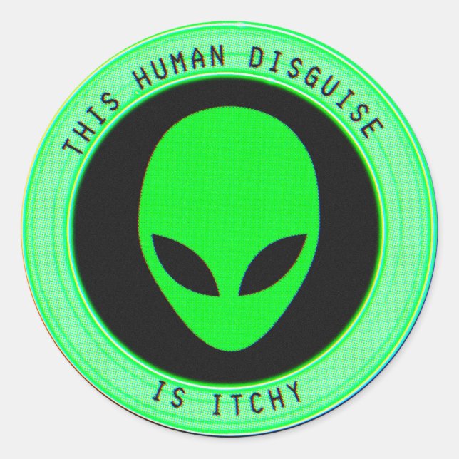 Funny Alien Classic Round Stickers (Vorderseite)