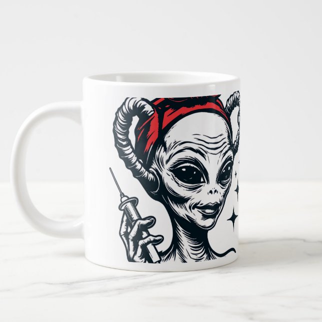 Funny alien hypodermic needle dose of reality Jumbo-Tasse (Links)